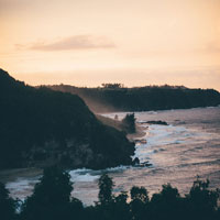 Sunset. Sunset at the coast! The sky turned a lovely shade of orange.